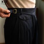 Spring and Summer Business Trousers Retro Italian Style Loose Straight Fit 100%
