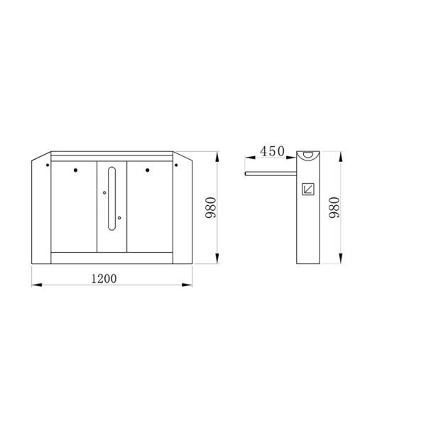 SS304 Bi Directional 450MM Drop Arm Turnstile Gate