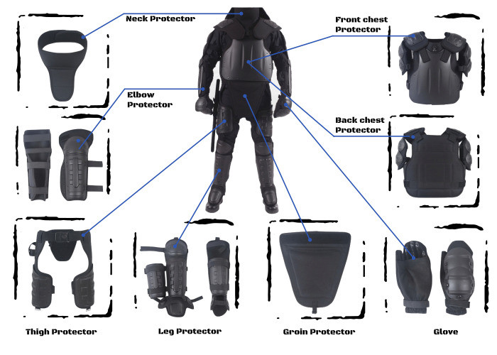 ABS And PC Plastic Anti Riot Armour Hard Shell With Foam Inner Padding