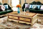 Luxury Veneer High Gloss Rectangle Classical Tea Carved Antique Coffee Table