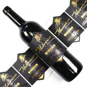 Custom Textured Paper Wine Bottle Labels Gold Foil Stamping Waterproof