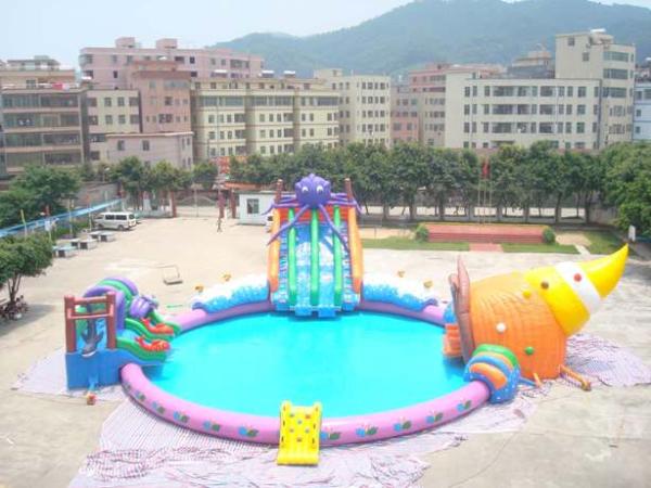 Inflatable water park / inflatable pool park giant ocean slide air tight pvc