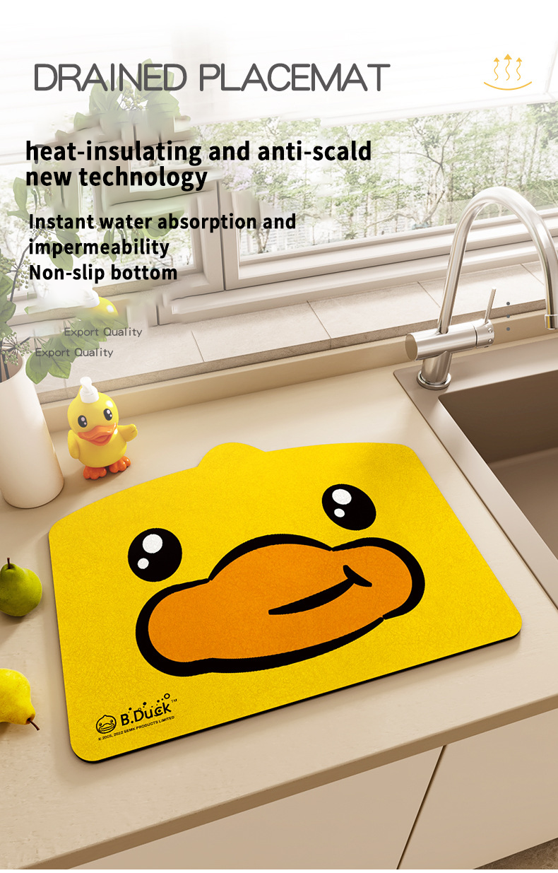 Customizable Cute Cartoon Pattern Kitchen Dish Drying Super Drainage Mat Make It Your Own