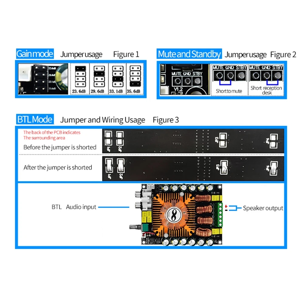 160w x2 Two Channel TDA7498E Audio Power Amplifier Board Digital Stereo Power Amplifier Module