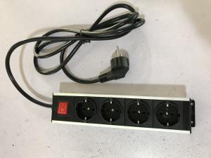China Alu Shell 4 Outlets European Power Strip Bar With Line Attached 2.0m Wire factory
