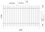 45-degree mitred picket 25mmx25mm 2 Rails 40mmx1.60mm H1200mmxW2450mm Hercules