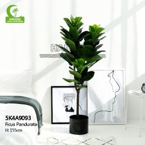 China Factory Wholesale 155cm Artificial Silk Fiddle Leaf Fig Tree Green Plant For Indoor Decor factory