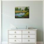 100% Handmade Modern Colorful Trees Oil Painting Abstract Landscape Wall Art on