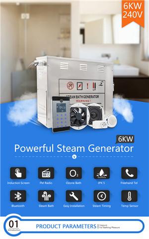 Anti Rusting Steam Bath Equipment / 6kw Steam Generator 304 Stainless Steel
