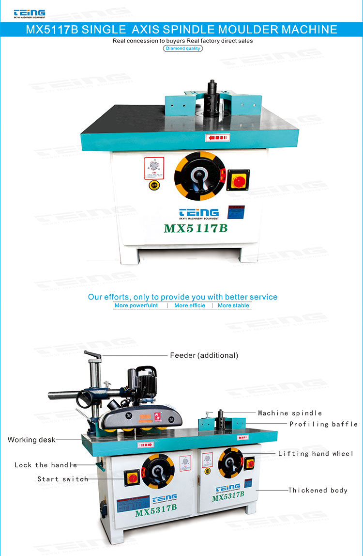 AC 380V Voltage Single Shaft Woodworking Moulder Machine MX5117B for Customized Needs
