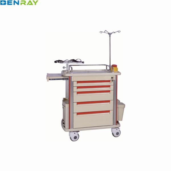 BR-ET001C Hospital Medical Crash Cart Equipment Wheels Moving Rescue High Quality Patient Care Nursing Table Emergency Trolley
