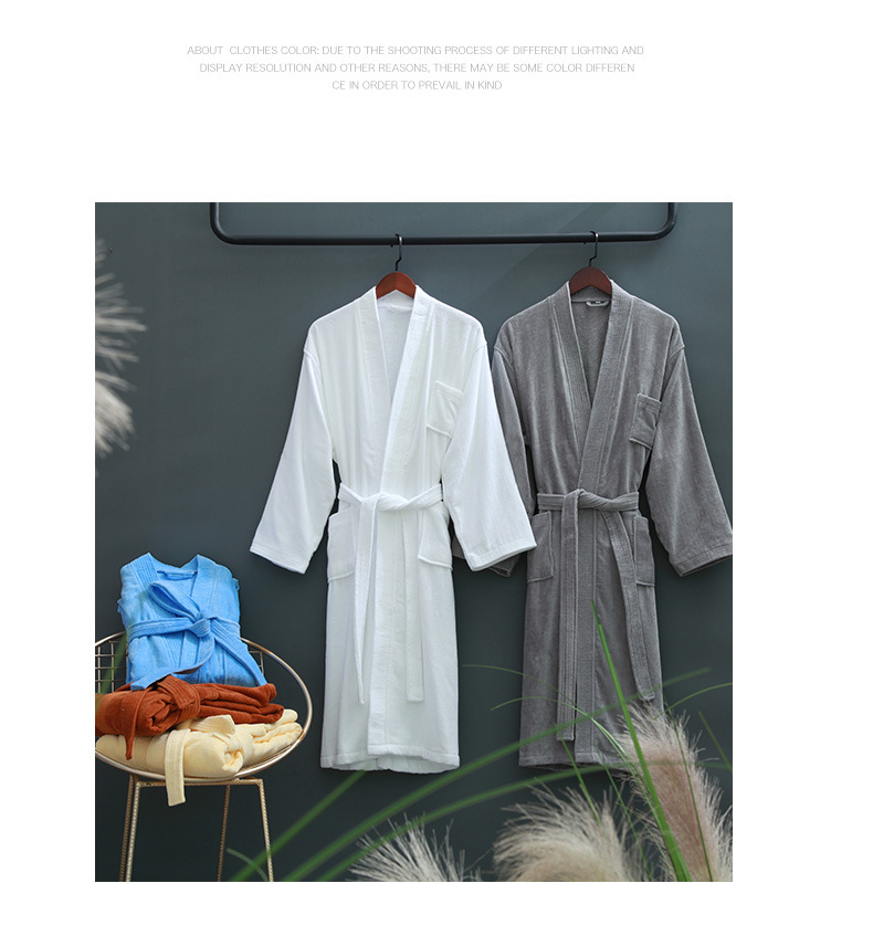 300-400g Unisex Cotton Bathrobe Towel Pajamas Spa Bathrobe Bath Robe Professional