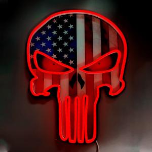 China Neon Signs House Bar Decoration Skull Art Neon Sign Silicone Piping Clear Acrylic Board factory