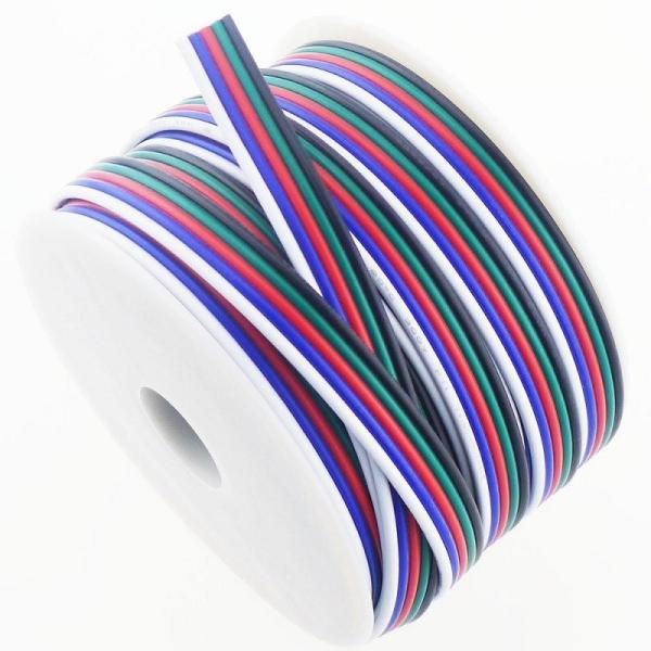 Flexible Wire Extension Cord for LED Ribbon 1618 Gauge PVC Jacket RGBW RGB 3pin