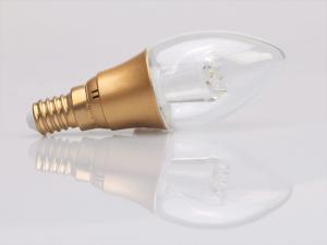China C35 Golden 3W Led Candle Bulb 230° Beam With Clear Lens SEC-L-BX119 factory