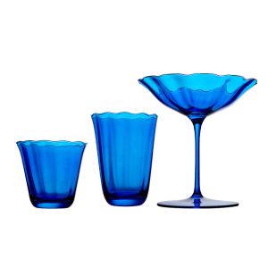 230ml Sapphire Blue Crystal Wine Glasses (Set of 7) Lead-Free Retro Goblets for