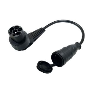China Black EV Adapter Type 2 Male 16A 1 Phase 1 Schuko Socket 0 5M Charger Cable for Electric Motorcycle Anti Theft Cable Black factory