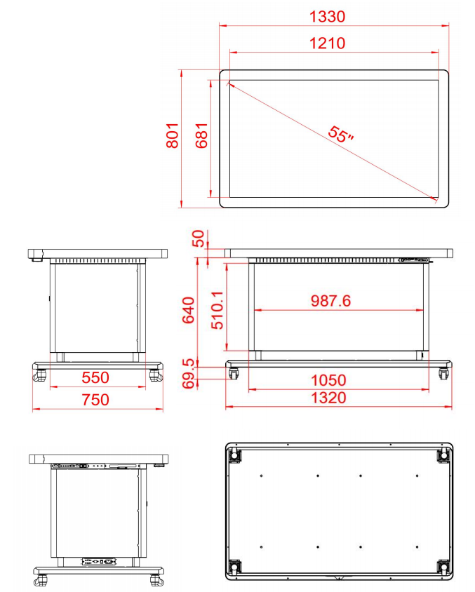 43,49,55,65 Inch Interactive Smart Table Capacitive Screen With Children's Intelligence Game Software and Whiteboard Software