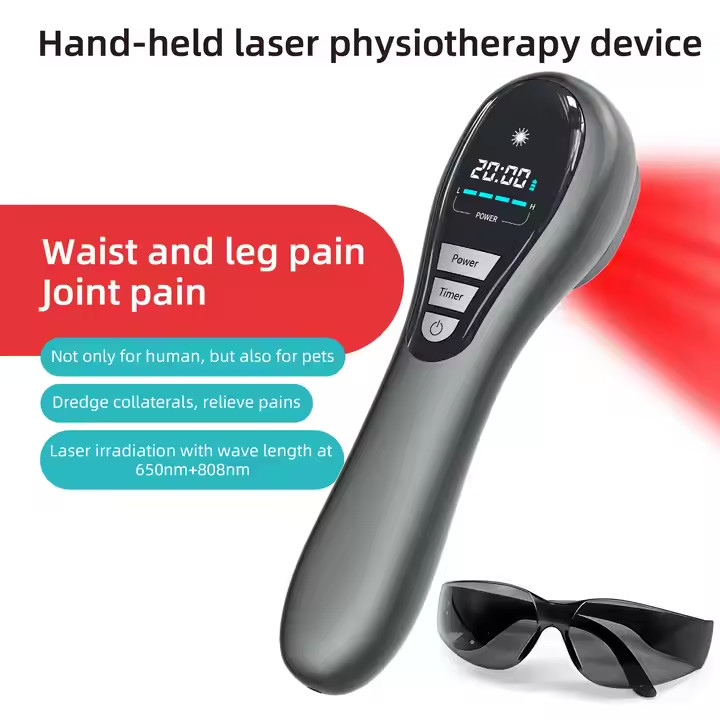 Cold Laser Near Infrared Light Therapy Device for Pain Relief and Skin Smooth White And Gray Physiotherapy Instrument