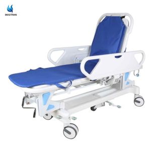 China Adjustable Stretcher Trolley For Patients Hospital Gurney With Locking Wheels IV Pole on sale