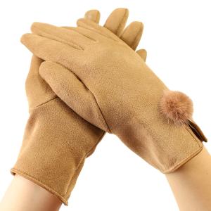 China Nylon Suede Winter Warm Gloves Women Sensitive Screen Touch Finger Driving factory