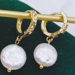 Korean Hoop Earrings For Women Handmade Sweet Baroque Pearl Circle Earring