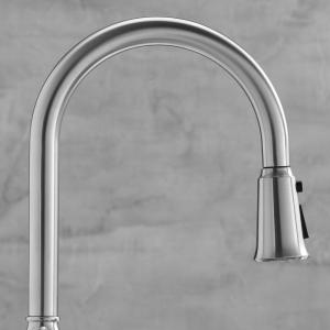 China CUPC Hose Brushed Nickel Gooseneck Kitchen Faucet / High Flow Sink Faucet factory