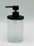 Milky White Glass Bath Accessories Set Round With Circle Line Lotion Dispenser