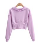Pure Color Corset Waist Loose Sweater Top Women'S Casual Cotton Crop Top