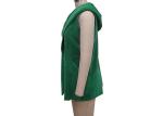Stylish Green Ladies Tank Tops Hooded Open Front Sleeveless Cardigan Vest