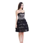 Grey 9 Bones Floral Lace Bustier And Corset Dress With Zipper
