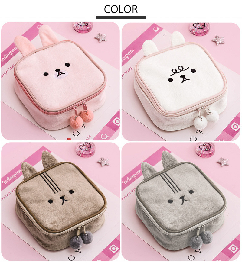 Portable Zipper Clutch Coin Purse Cute Plush Pouch Bag For Girl
