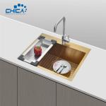 Gold Handmade House Kitchen Sinks Single Bowl SUS304 Stainless Steel Kitchen