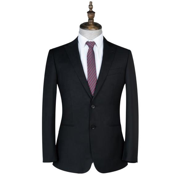 Adults Standard Size Black Wool Business Two-piece Suit for Men's Wedding