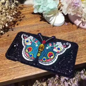 China Hard PC Korea Style Girls Beauty Butterfly Embroidery Glitter Back Cover Cell Phone Case For iPhone 7 6s Plus factory