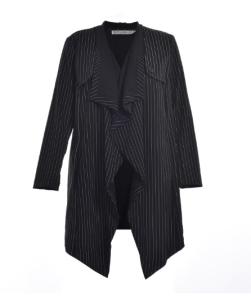 China Long Sleeve Woven Fabric Ladies' Striped Coat With Frill Placket For Autumn factory