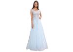 Blue Breathable Middle Eastern Bridesmaid Dresses Printed Fabric For Party