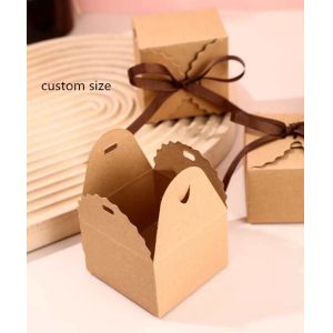China ribbon closure kraft flat pack gift box on sale