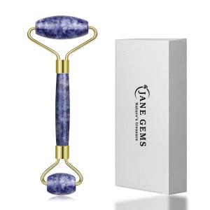 China Handheld Bule Dot Stone Crystal Jade Face Roller For Puffy Eyes factory