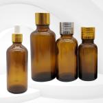 Serum 2oz 4oz Amber Glass Boston Round Bottle Silk Screen Printing
