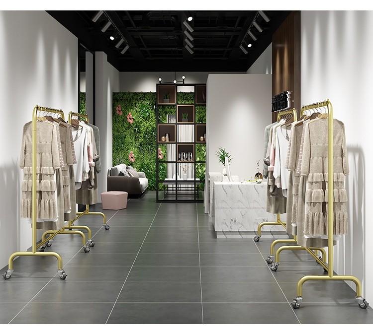 China Rolling Commercial Clothing Display Racks 200MM Retail Garment Rack factory