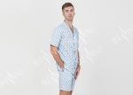Anti Shrink Mens Button Down Pajamas , Mens Loungewear Shorts Sets Blue Color