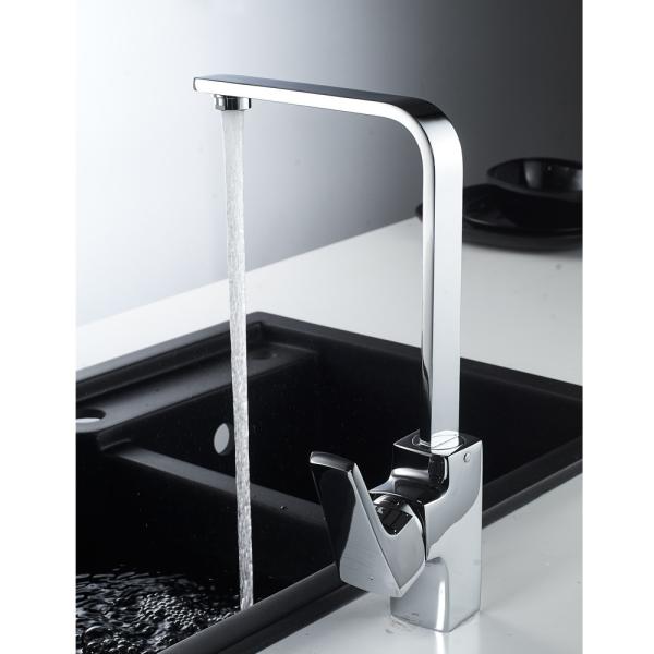 2023 Modern Single Hole Polish heavy square cast mixer tap black Brass kitchen