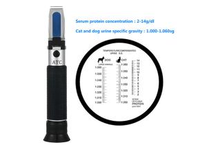 China Lightweight Hand Held Refractometer , Urine Pet Clinical Refractometer 10~30 Degrees Temp factory