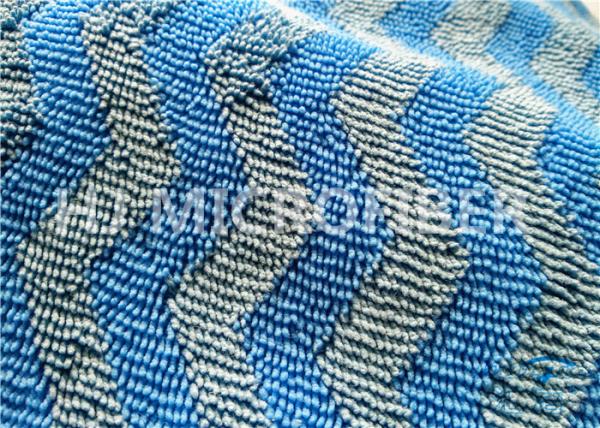 Microfiber Wavy Jacquard Twisted Pile Fabric / Mop Fabric , 150D / 144F Yarn