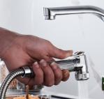 Siliver Black Household Pull Out 360° Pressurized Sprayer Sink Faucet