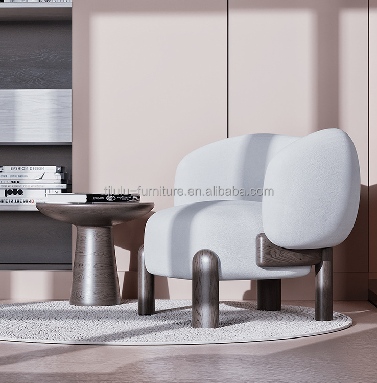 OEM Service Accepted Leisure Chair Nordic Lounge Wood Sofa Chair With Cushion