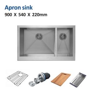 China 90x54 Apron Stainless Steel Kitchen Sink 36' Cabinet 16 Brushed 70 30 Double Bowl factory