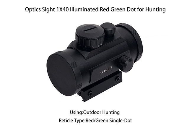 Outdoor Hunting Reflex Optic Sights Tactical 1X40 Illuminated Red Green Dot With 11 / 20mm Rail