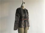 Brown Multi Textured Ladies Faux Fur Coats Collarless With Pu Belt TW74140